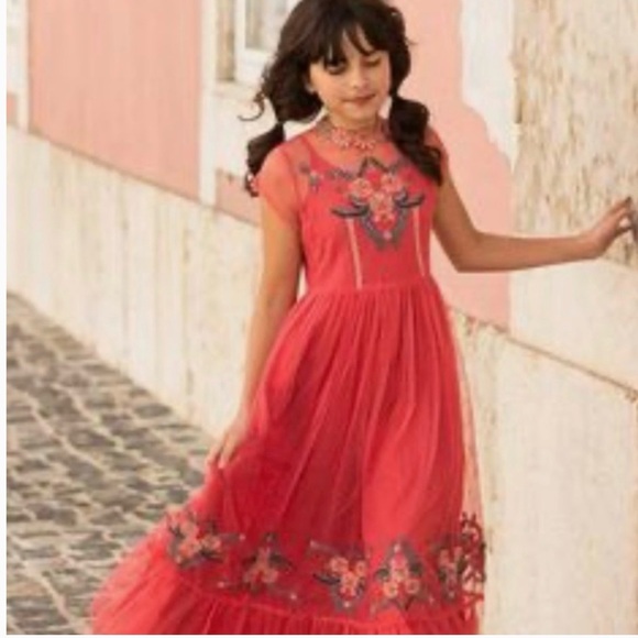 Persnickety Other - Elegant Pink Embroidered Kids Dress
